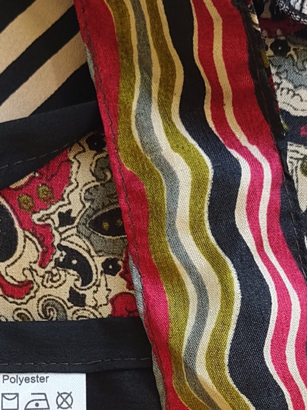 Earthbound Wrap Skirt Paisley & Stripes Asymmetric Hem Gritty Boho Earthy Hippie - Picture 4 of 8